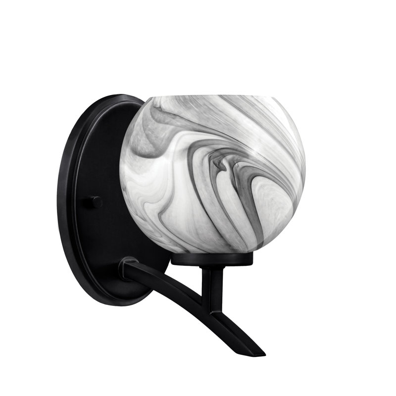 Applique murale en verre avec tourbillon onyx 6 po Kurve, Noir mat, H 7,75 po x l 5,75 po x P 8,25 po