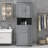 High Bathroom Cabinet With Laundry Hamper Doors And Open Storage Upper Cabinet For Bathroom-754526272