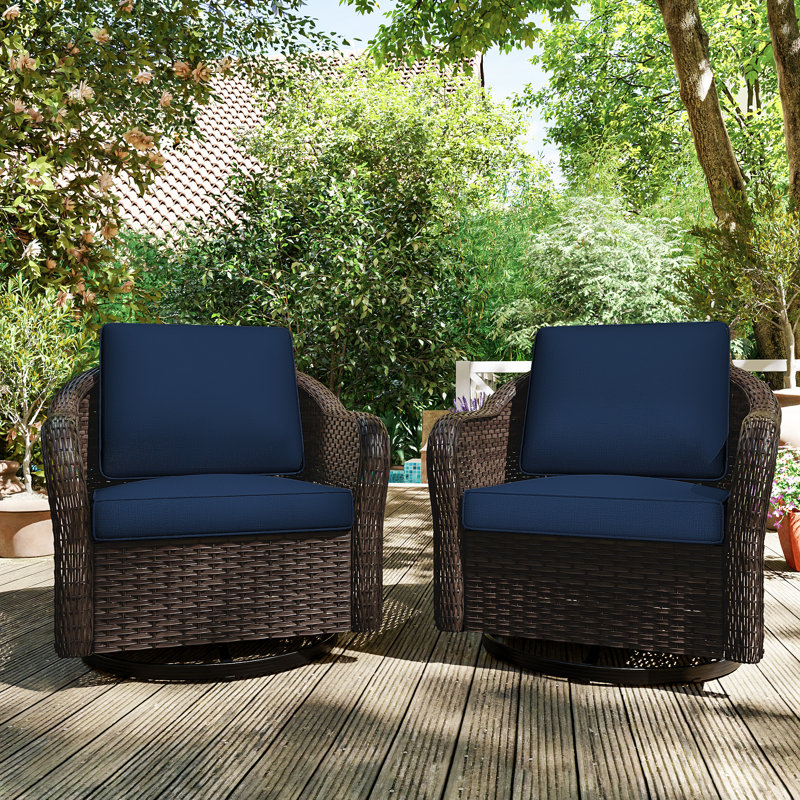 Ensemble de 2 chaises de patio pivotantes avec coussins, Bleu