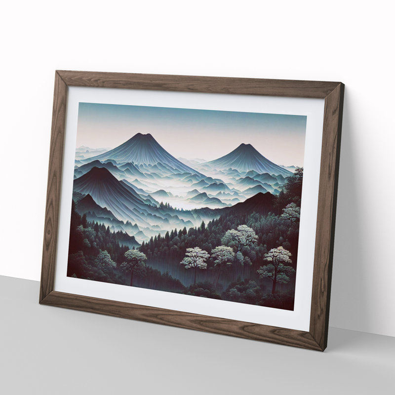 Japanese Forest Mountains Vol.1 - Framed Print, 25cm H x 34cm W x 2cm D, Walnut Framed