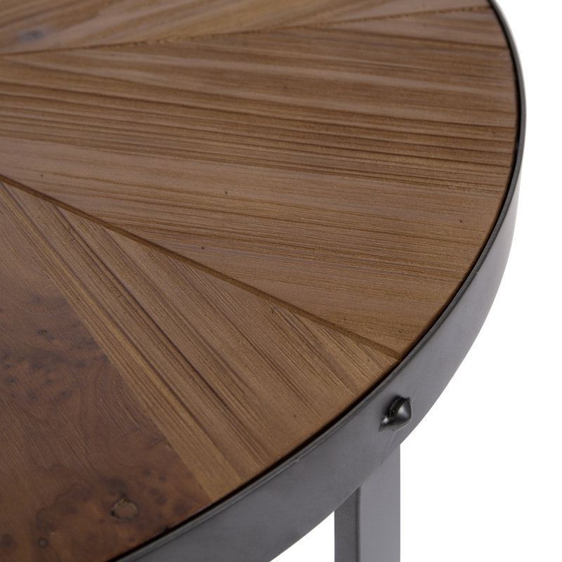 Console demi-ronde Gerhardt en brun rustique, noir