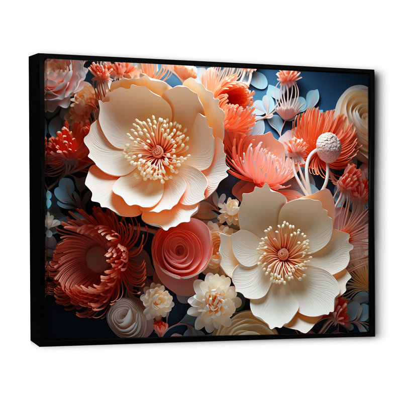 «Giant Plumose Anemone Collage», reproduction sur toile, H 24 po x l 32 po x P 1 po, Cadre flottant noir