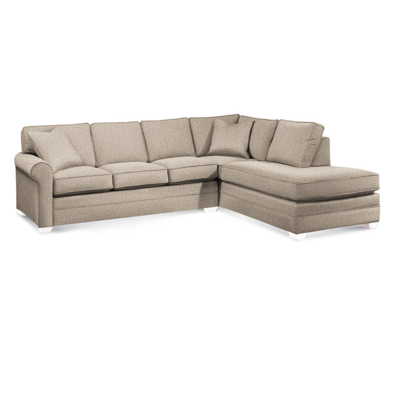 Bedford Upholstered Sectional, Frost White Finish, Eggshell Crypton Performance; 0884-93, Right Hand Facing