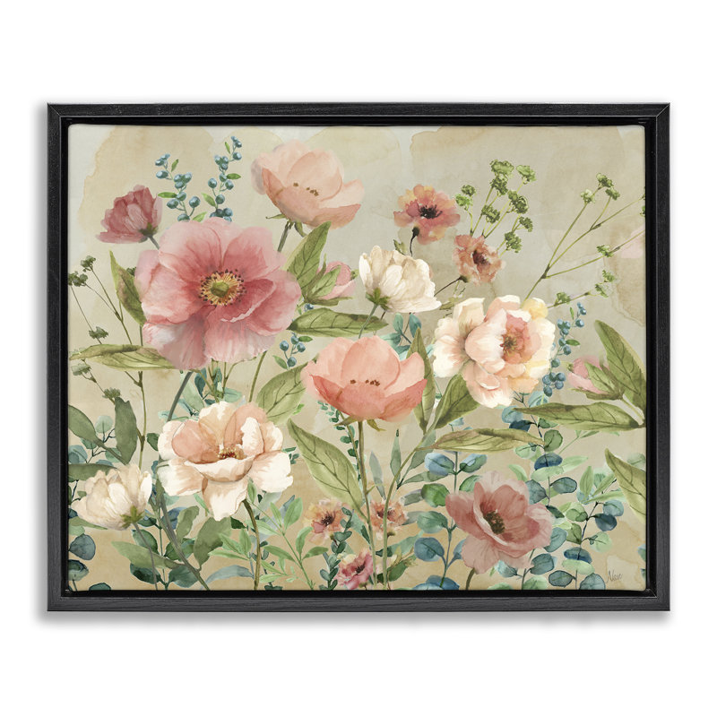 Cadre flottant Floral Surprise Garden, design par Nan, Cadre flottant noir de jais, H 17 po x l 21 po