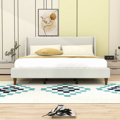 Upholstered Platform Bed Frame with Headboard