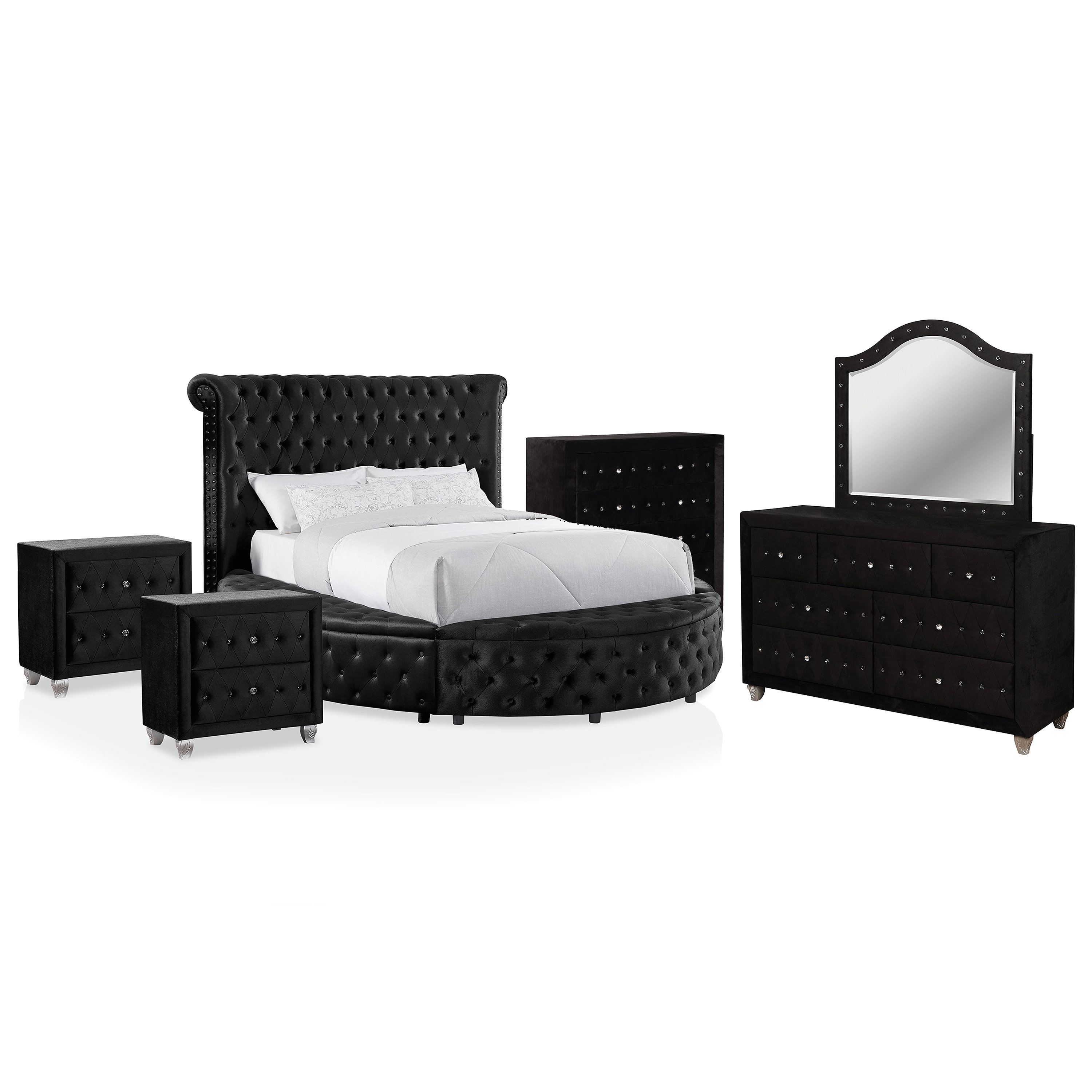 Willa Arlo Interiors Deskins Fabric California King 6Piece Bedroom Set