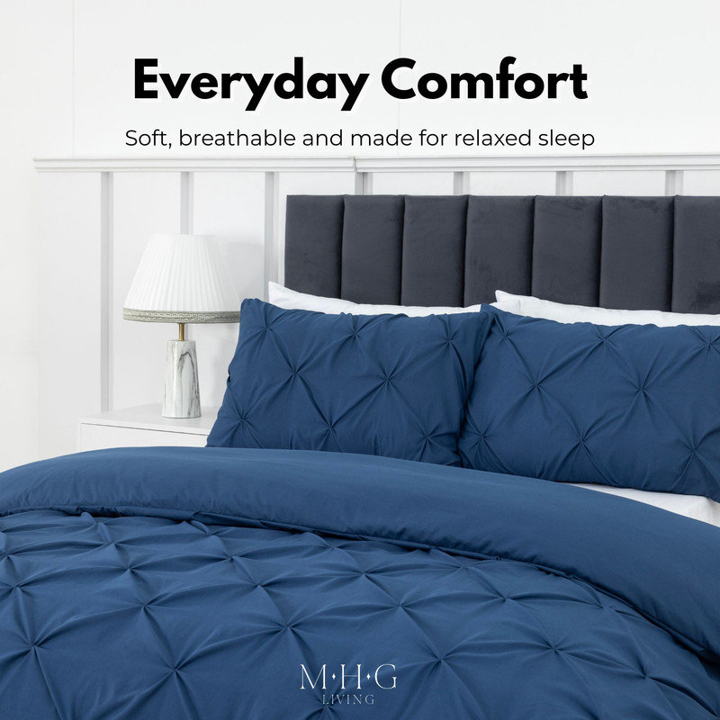 MHG Living Luxury Pintuck Duvet Cover Set - Available Single/Double/King/Super King, Single