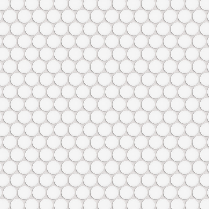 Hudson Penny Round Matte White 11-7/8" x 12-5/8" Porcelain Mosaic Tile