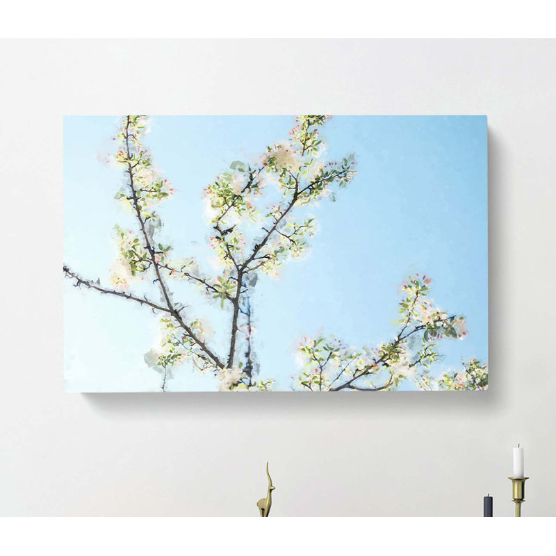 A White Cherry Blossom Tree In Abstract - Wrapped Canvas Print, 50cm H x 76cm W x 3cm D