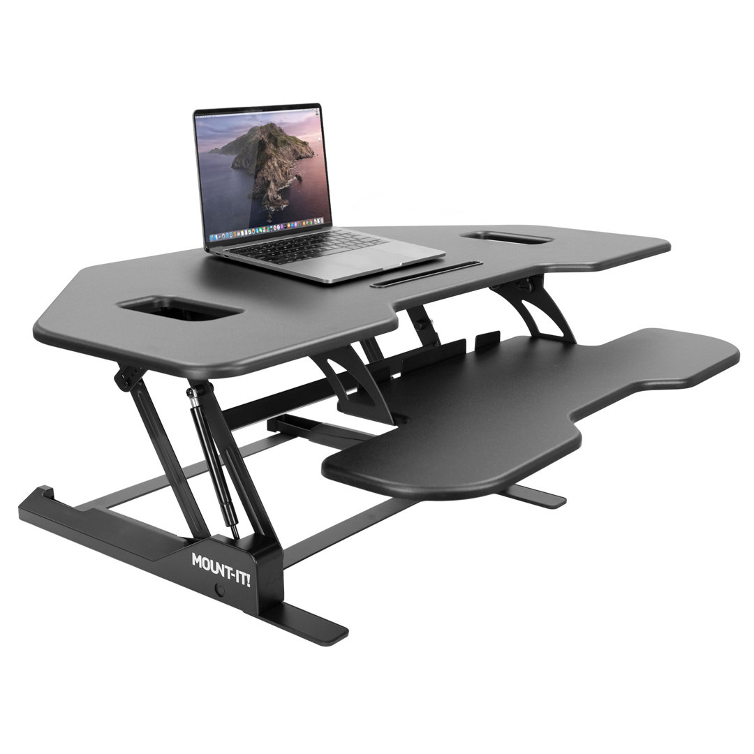 Adjustable Corner Metal Base Standing Desk Converter Mount-it