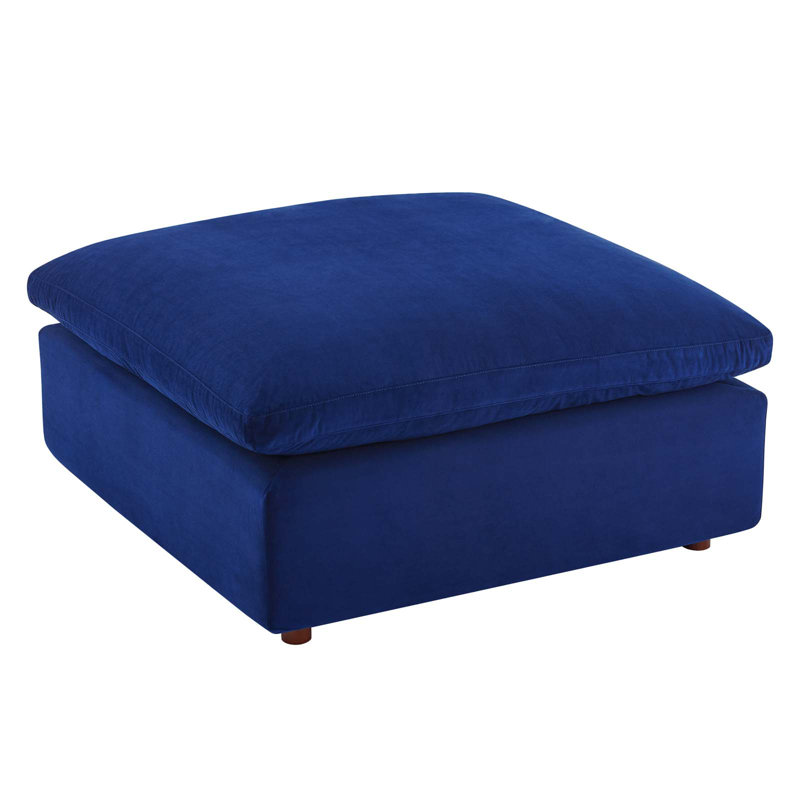 Modway Commix Down Filled Overstuffed Performance Velvet Ottoman, Navy Velvet