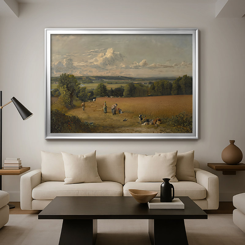 «A Wheatfield» - John Constable - Toile tendue avec châssis, 1816, 26,5 x 36,5, Toile avec cadre, Argent