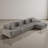 5 - Piece Upholstered Light Gray Faux Rabbit Fur Flannel Modular Sectional Sofa with Throw Pillows & Removable Ottomans-190078769