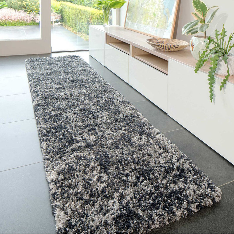 Geyer Shaggy Dark Grey Rug, Runner 60 x 240cm