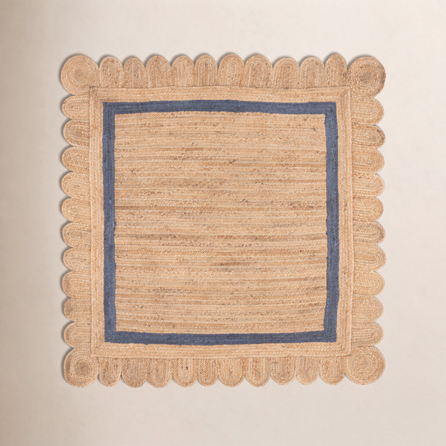 Inaki Hand-Woven Geometric Jute Rug, Square 6'