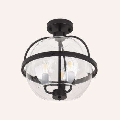 3-light Glass Flush Mount
