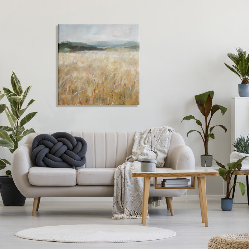Paysage de champ de blé sur bois par Danhui Nai, H 30 po x l 30 po x P 1,5 po