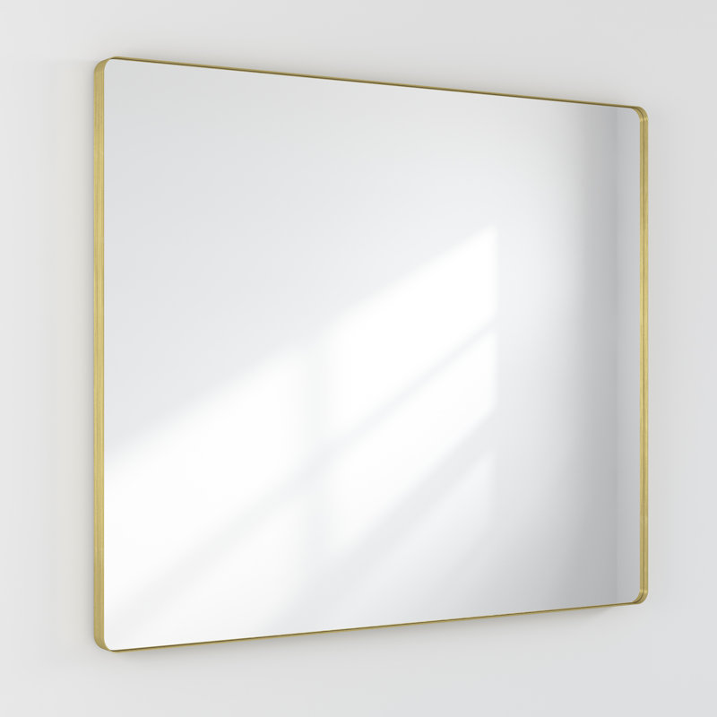 Lesamuel Filleted Corner Wall Mounted Bathroom and Vanity Mirror with Aluminum Frame, Rectangle, 40" x 48", Gold