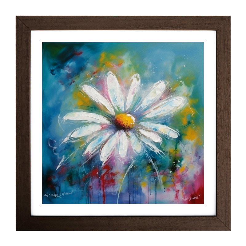 Daisy Abstract Expressionism No.1 - Framed Print, Walnut