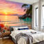 Papier peint adhésif pelez et collez Tropical Seaside Beach Vibrant Flowers Shells Clear Turquoise Water Wall Art Auto-adhésif et amovible