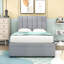 Twin Upholstered Platform Bed with Hydraulic Storage System, Vertical Stripe Headboard-524793704