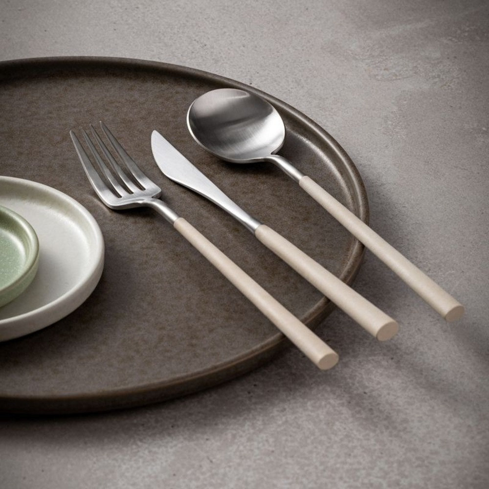 Mito Stainless Steel Flatware - Set of 5, Cream
