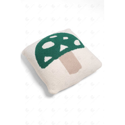 Housse de coussin moelleuse à motif champignon - Vert