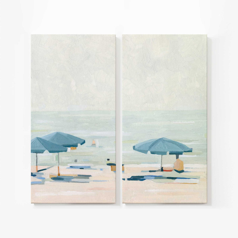 Impression sur toile Seaside Umbrella Harmony II, H 48 po x l 48 po x P 1,25 po, Toile tendue, 2