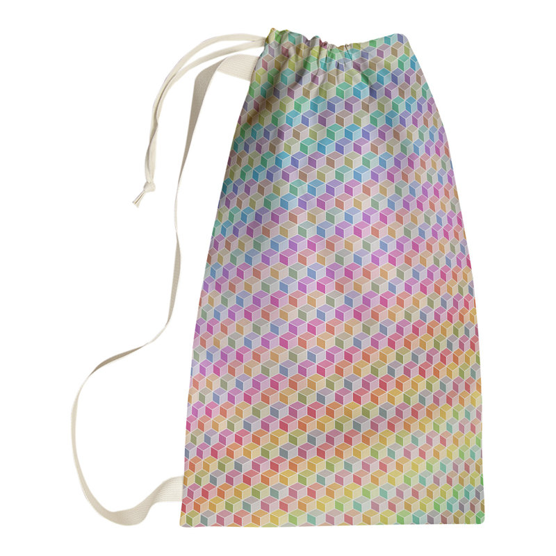 Sac à linge cubique en arc-en-ciel, Petit (H 64 po x l 20 po x P 1,5 po), Pink/Yellow/Green