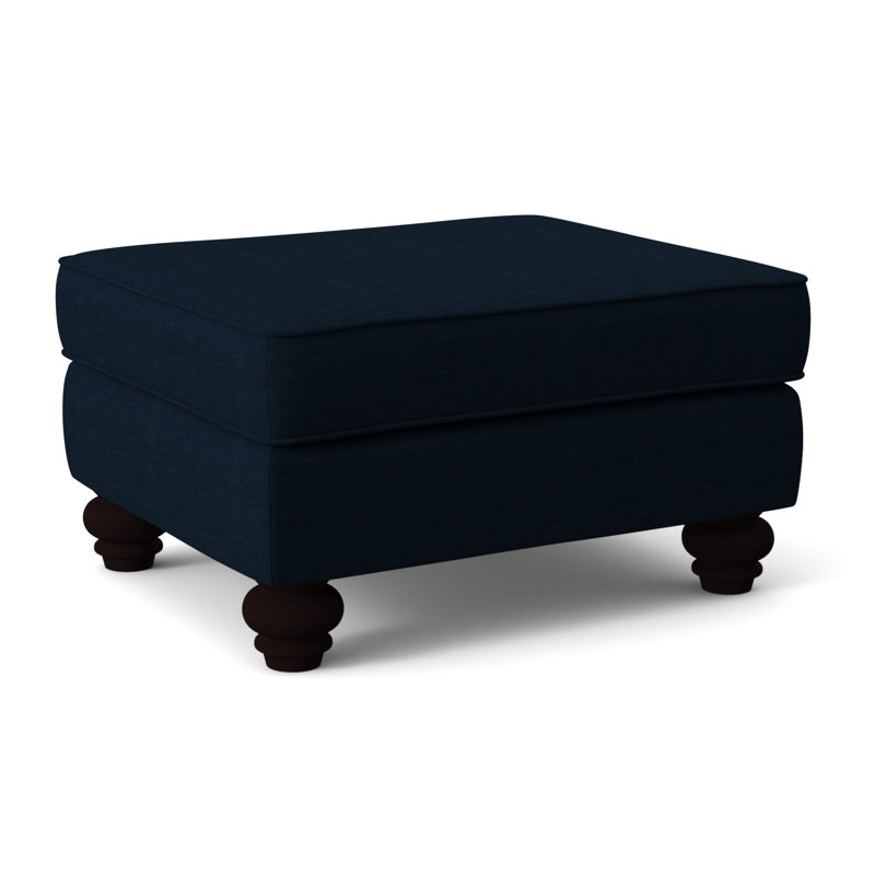 Lowell Upholstered Ottoman, Java Finish, Basic Navy; 0317-61