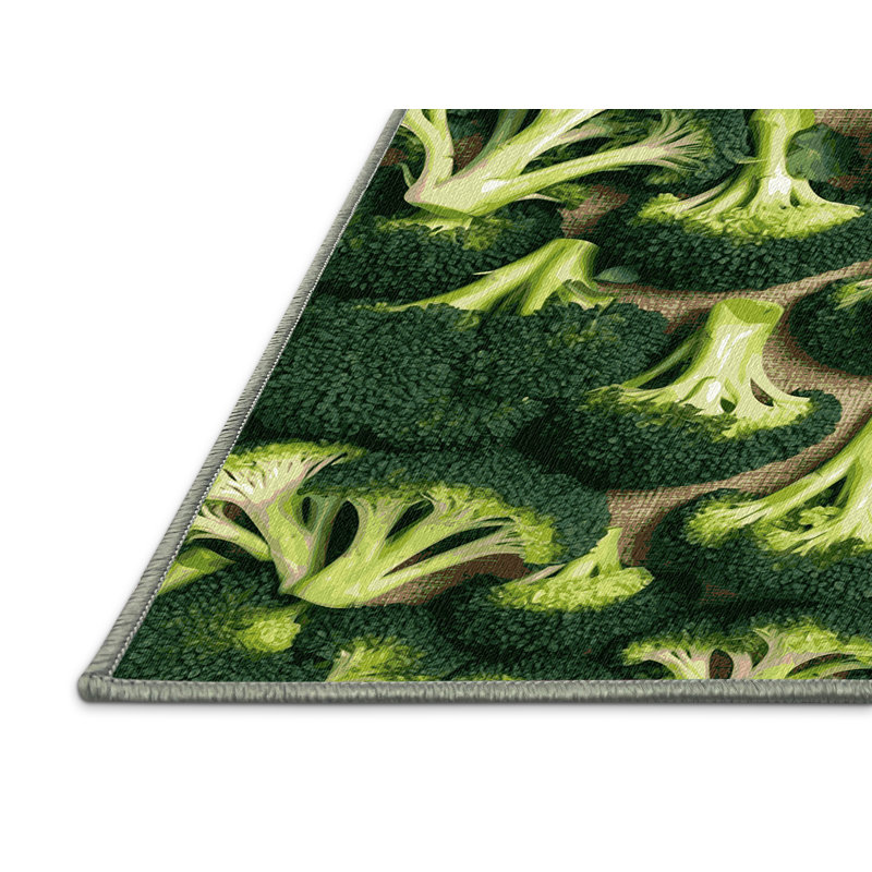 Washable Broccoli Vegetables Area Rug, Rectangle 5' x 7'