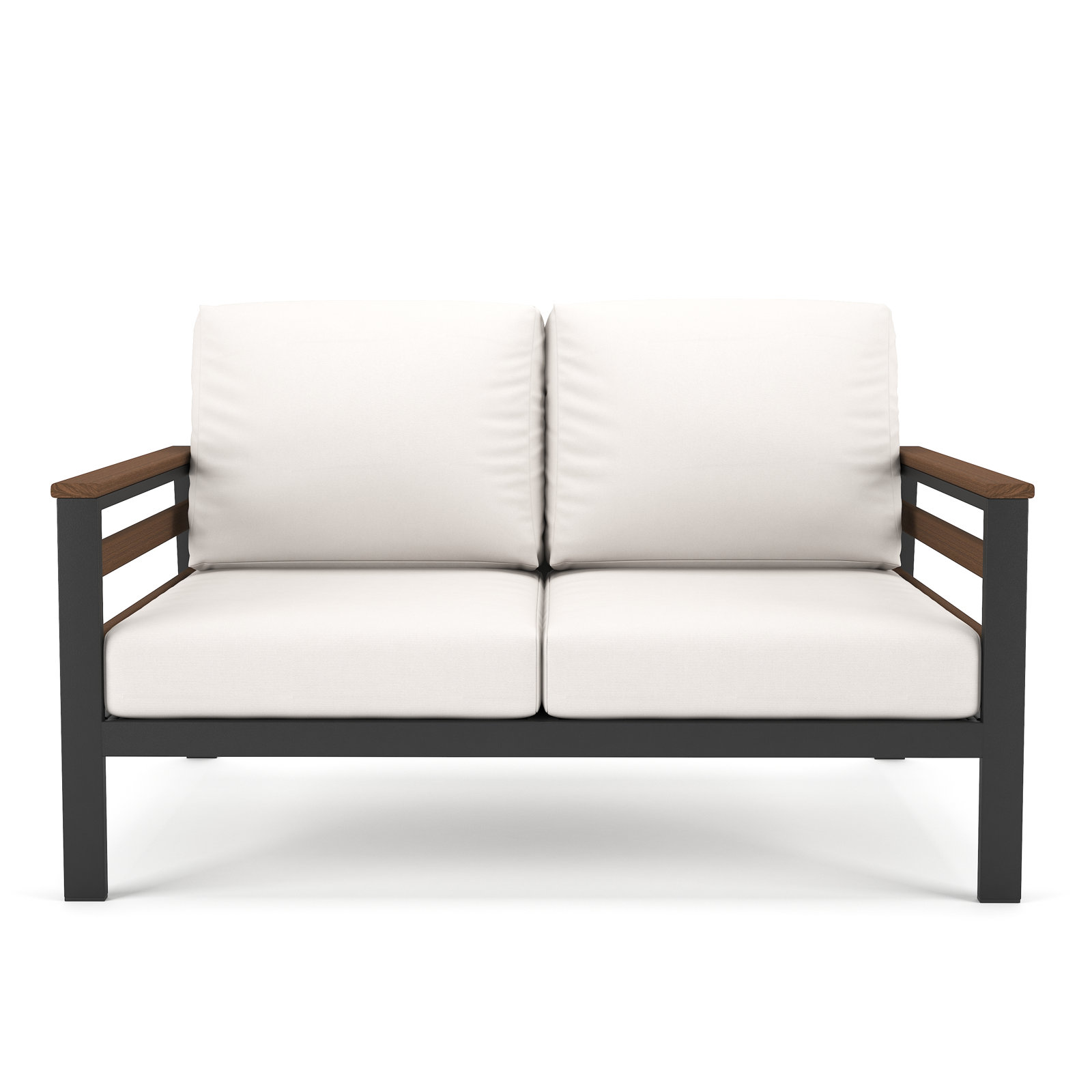 Townsend 55" Sunbrella® Patio Loveseat, Sunbrella Canvas Natural, Brown/Dark Gray