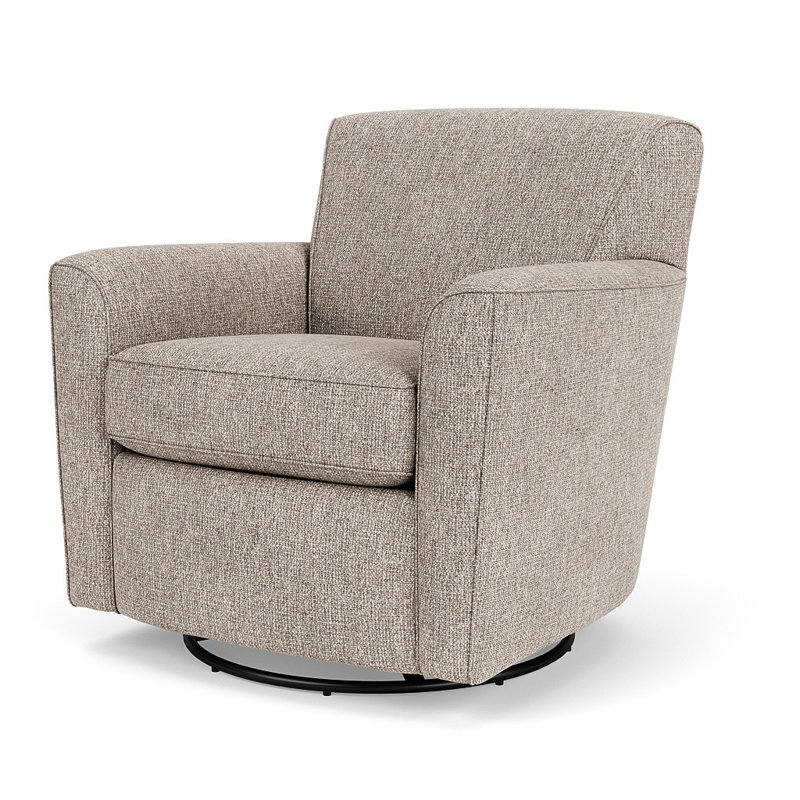 Monarch Upholstered Swivel Armchair, Beige Polyester Blend