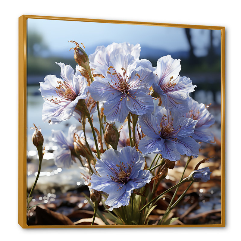 «Mauve cornflowers», impression sur toile, H 24 po x l 24 po x P 1 po, Cadre flottant doré