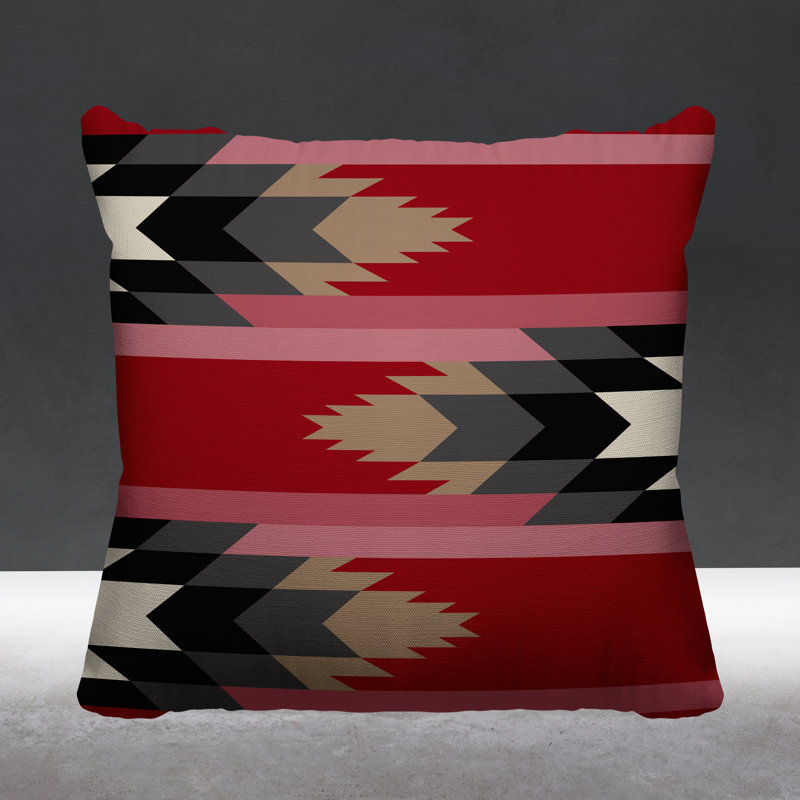 Coussin intérieur / extérieur Lansa Southwestern, L 17 po x H 17 po, Rouge