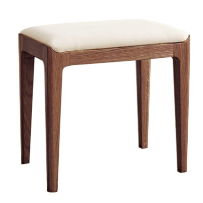 Tabouret de coiffeuse en bois massif avec siège blanc cassé doux, pré-assemblé, peu encombrant pour les petits espaces, égratignure carrée de chambre à coucher de style carré intemporel, position assise confortable