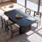 Solid Mango-Wood 80″ × 42″ Rectangular Dining Table for 8 – Matte-Black Fluted Pedestal Base, Modern Dining Room Table