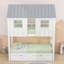 Lit simple en bois en forme de maison avec lit gigogne simple et échelle