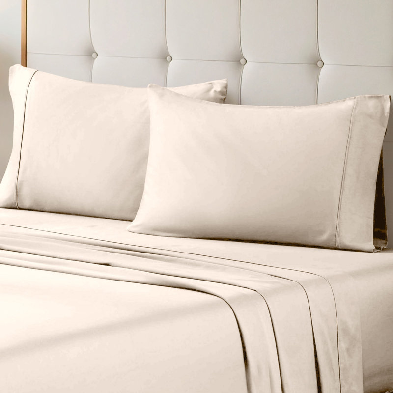 Taie d'oreiller en satin de coton égyptien certifié Luxury Luxury, Ivoire ivoire, Standard