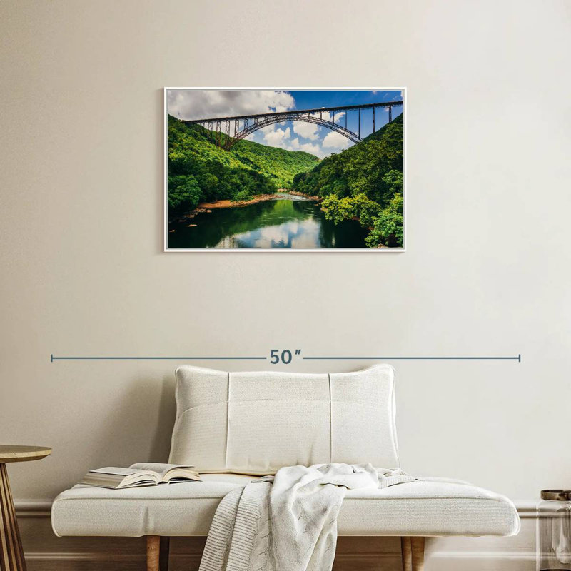 Pont New River Gorge, 31 po x 21 po, Cadre flottant blanc