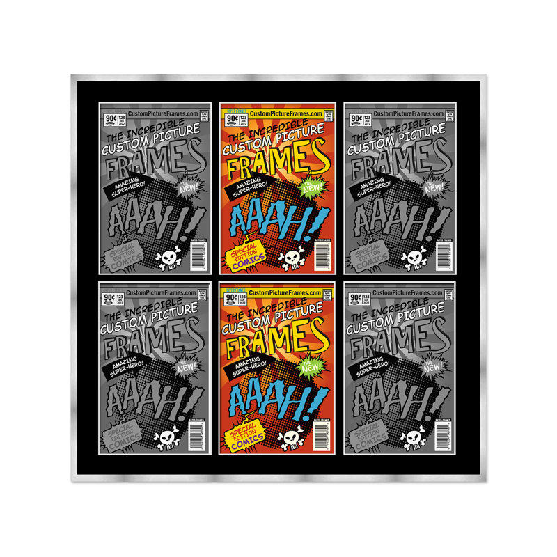 Cadre photo Collage, Argent / noir, 6,875 po x 10,5 po, 29 po x 26 po