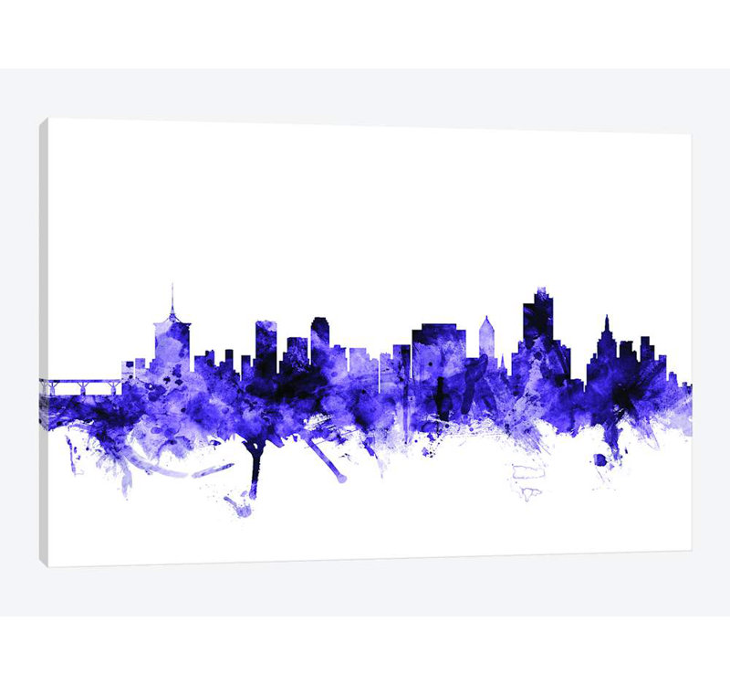 «Tulsa, Oklahoma Skyline» par Michael Tompsett, impression sur toile, H 26 po x l 40 po x P 1,5 po, Pas de tapis