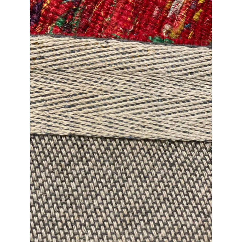 Canvello Red Flat-Weave Tufted Sari Silk - 6' X 9' - 9' X 12'