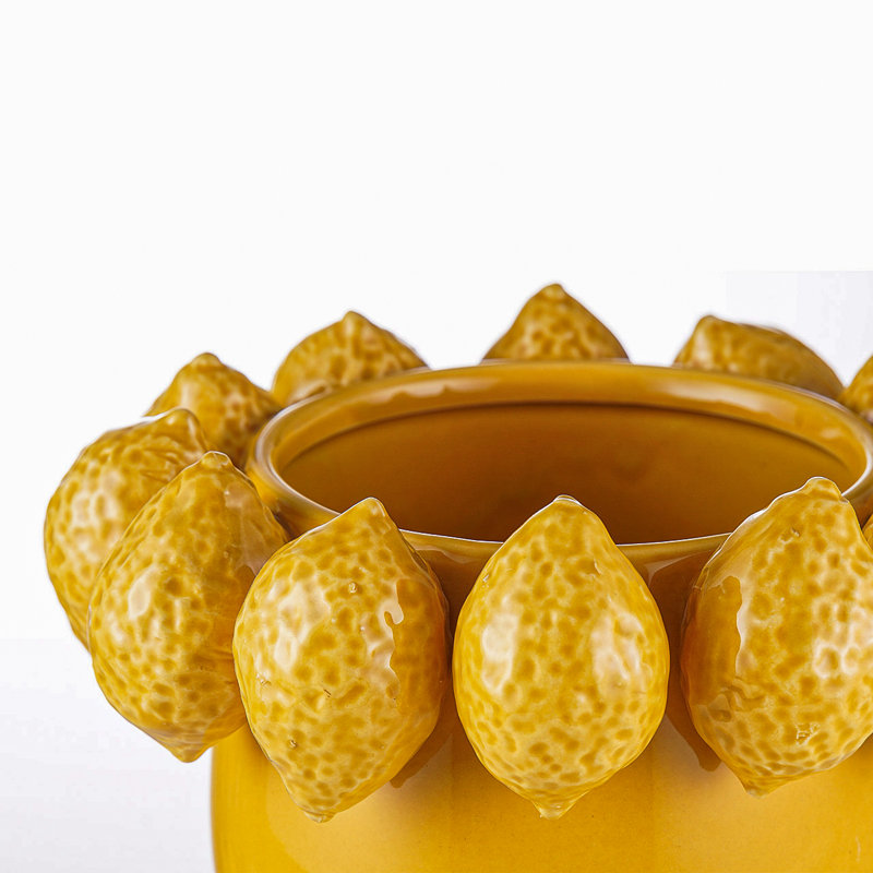 Handmade Yellow Lemon Ceramic Table Vase for Living Room Decoration,Modern Home Decor Accent Piece