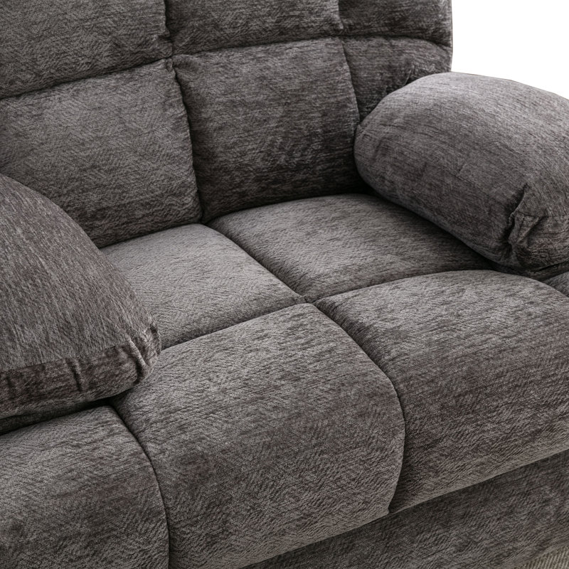 Batholo 42.9" Wide Modern Manual Glider Upholstered Recliner, Dark Gray Polyester