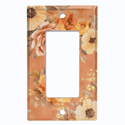 Couvercle de plaque d'interrupteur en métal; Chaise berçante GFI 1 taille US standard - Fleurs d'automne rétro
