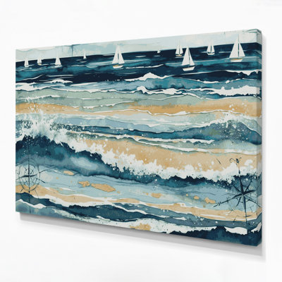 Nautical Coastal Colours Beige Canvas Wall Art
