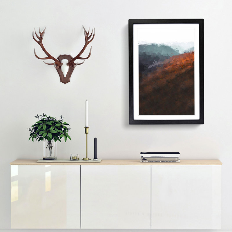 Road Through an Autumn Forest in Abstract - Picture Frame Graphic Art Print, Black, 91cm H x 60cm W x 2cm D