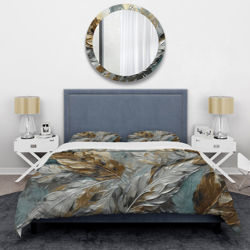 Ensemble de housse de couette en microfibre / polyester Silver and Gold Expressions Of Freedom I Bedding