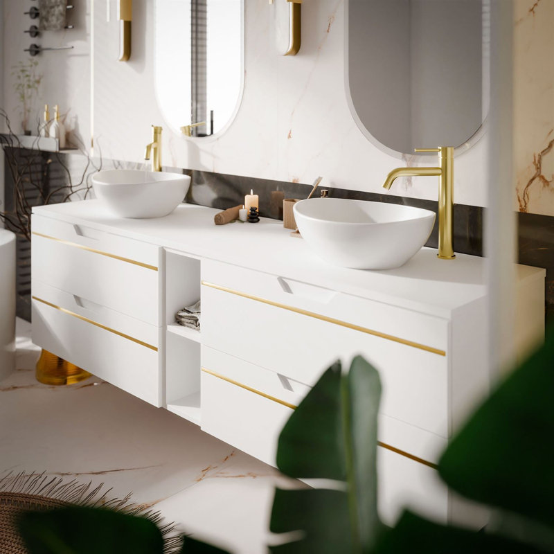 140mm Double Bathroom Vanity with Ceramic Basin